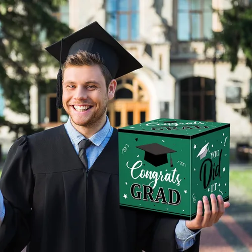 Vista 7 de Nezyo Caja para tarjetas de graduación con 30 tarjetas de consejo, caja de tarjetas de regalo de felicitaciones para clase de 2026, caja