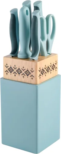 Vista 9 de Spice by Tia Mowry Savory Saffron - Juego de cuchillos de 14 piezas, color azul aguamarina