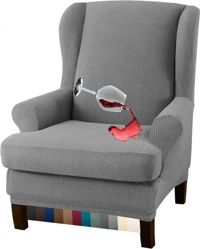 Vista 15 de Granbest Premium Water Repellent Wingback Chair Cover 2-Piece High Stretch Jacquard Fabric Wing Back Chair Slipcovers (Wing Chair Cover, Gray)