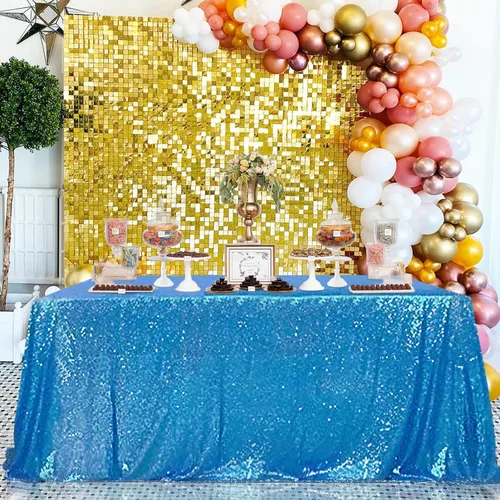 Vista 21 de Mantel de lentejuelas brillantes, color azul bebé, 50 x 80 pulgadas, tela
