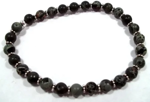 Vista 5 de 7 Inch Cameo Jasper with Sterling Silver Spacers Stretch Bracelet