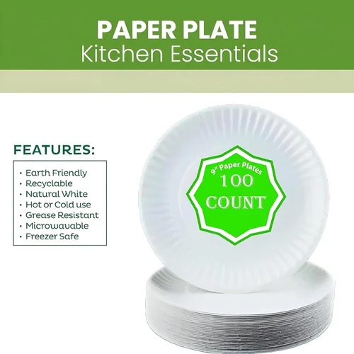 Vista 7 de Perfect Stix Plato de papel 9-100 platos de papel, 9 pulgadas, blanco (paquete de 100)