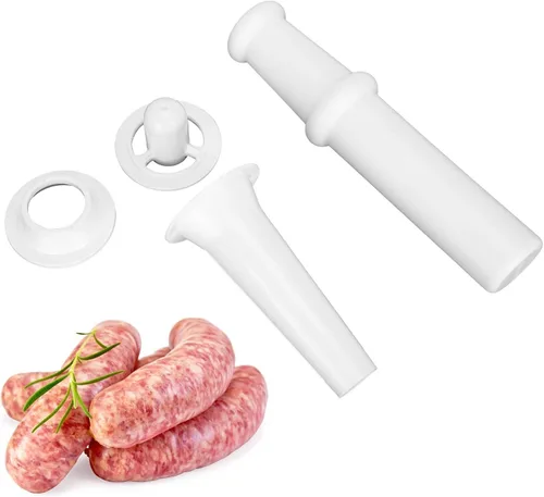 Vista 6 de Accesorio para molinillo de alimentos para batidoras de pie de cocina con empujador universal de alimentos + boquilla de relleno de salchichas +