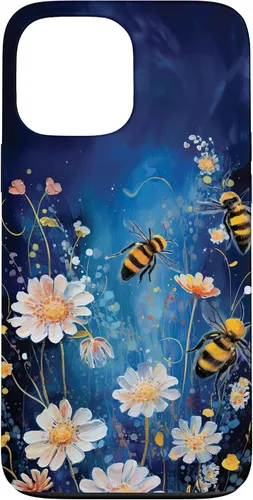 Vista 24 de Bees and Wildflowers on Dark Blue Case for iPhone 17