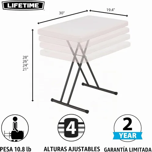 Vista 3 de Lifetime 28240 - Mesa plegable ajustable para laptop con bandeja para TV, 30 pulgadas, color almendra
