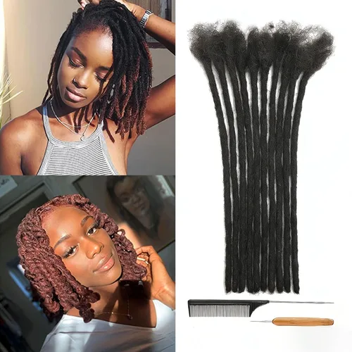 Vista 41 de Extensiones de Rastas de Cabello Humano 0.4cm de Grosor 4 Pulgadas 20 Hebras 100% Cabello Humano Real para Hombres/Mujeres/Niños Completamente
