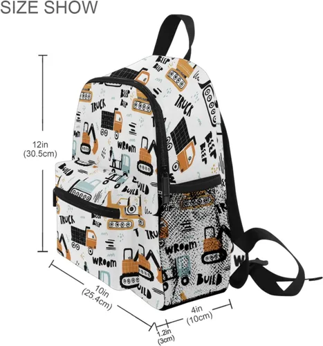 Vista 8 de Selerdon Mochila escolar para niños pequeños, para niños y niñas, para guarderías, para niños y niñas, Coches de tractor lindos, Moderno