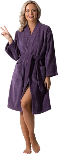 Vista 3 de Lujosas batas de baño absorbentes con cuello de rizo turco súper suave para mujer
