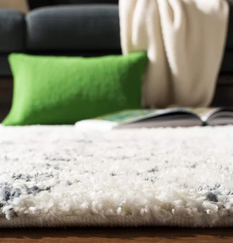 Vista 3 de SAFAVIEH Berber Fringe Shag Collection - Alfombra decorativa de 2 pies 2 pulgadas x 4 pies, color crema y gris oscuro, diseño que no desprende
