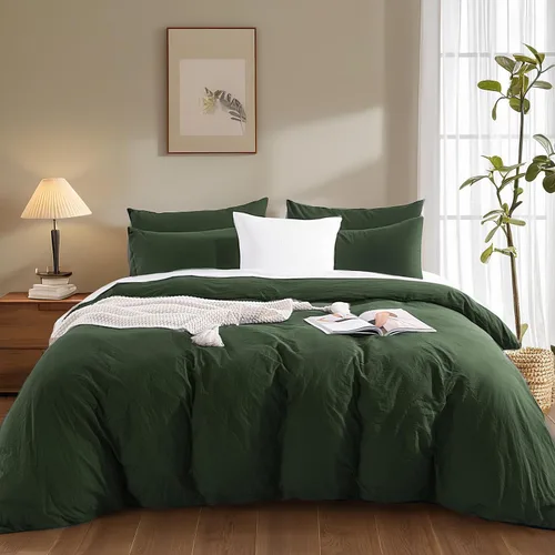 Vista 293 de NEXHOME PRO Funda de edredón Twin XL 100% algodón lavado, transpirable, duradera, texturizada, similar al lino, juego de ropa de cama para el hogar