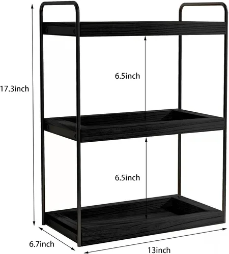 Vista 3 de Dorhors Organizador de encimera de baño de 3 niveles, estante de almacenamiento de baño, bandeja de mostrador y organizador de tocador (negro)