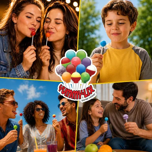 Vista 6 de Yummy-Lix Piruletas (Paquete de 24, Redondas Gourmet)