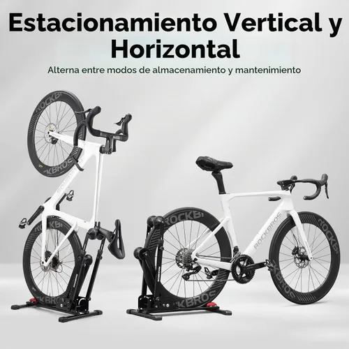 Vista 3 de ROCKBROS - Soporte para bicicleta 2 en 1, vertical u horizontal para ruedas de 20 a 29 pulgadas Foldable design saves space in garages and