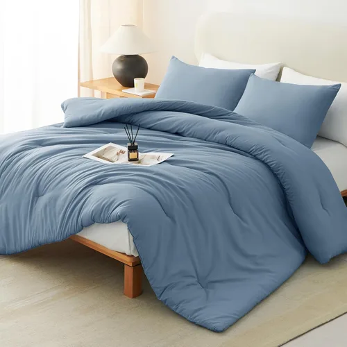 Vista 39 de CozyLux - Juego de edredón beige tamaño individual/individual XL, 2 piezas de juego de cama extra largo sólido transpirable acolchado, juego de cama