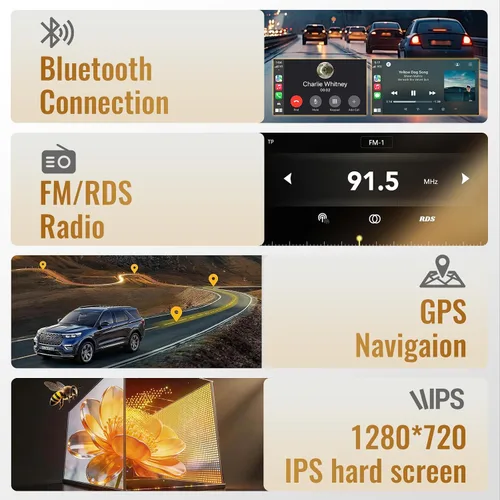 Vista 4 de Haudio Estéreo de auto de doble DIN de 9 pulgadas con Apple CarPlay inalámbrico y Android Auto, Android 13 Radio para automóvil 4+64GB, pantalla