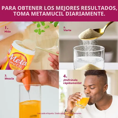 Vista 10 de Metamucil 4-en-1 suplemento de fibra de cáscara de psyllium, sin azúcar, 180 cucharaditas, sabor a naranja, polvo de fibra diaria para la salud