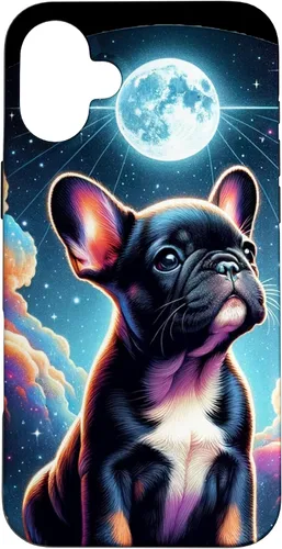Vista 22 de Funda para iPhone SE (2020) / 7 / 8 Bulldog Francés Puppy Under The Moon In Space