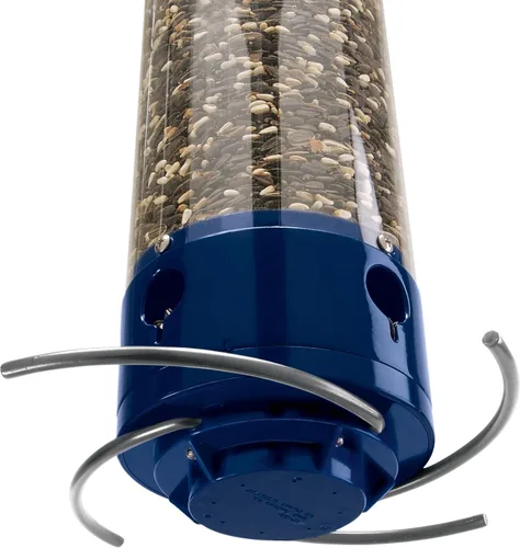 Vista 3 de Droll Yankees Comederos para Pájaros a Prueba de Ardillas para Exteriores - Whipper, Perchas Plegables, Capacidad de Semillas de 5 Libras, Azul