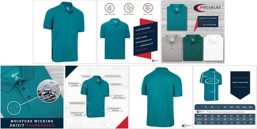 Vista 73 de Premium Wear - Camisetas tipo polo para hombre, con gran absorción de humedad