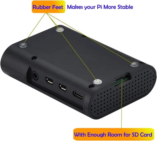 Vista 5 de Funda Raspberry Pi 4 con ventilador de refrigeración y disipador térmico para Pi 4B