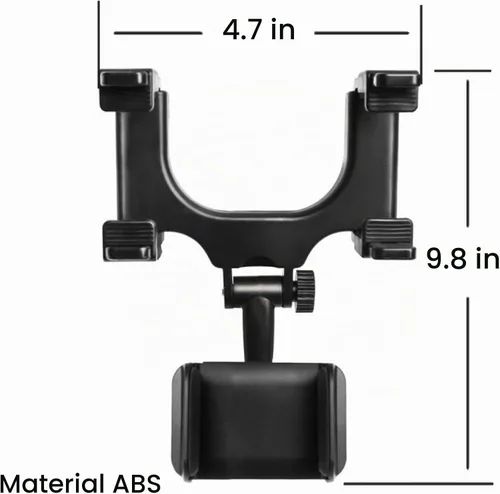Vista 6 de Soporte de teléfono para espejo retrovisor, soporte para teléfono de automóvil con clips giratorios y ajustables de 270°, soporte universal