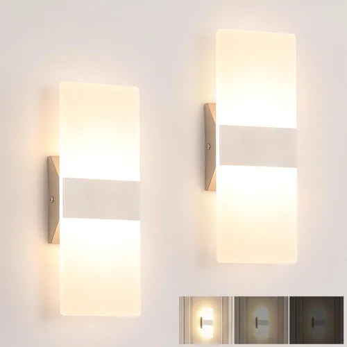 Vista 10 de Joosenhouse Juego de 2 apliques de pared con sensor de movimiento, luces de pared interiores cableadas, níquel cepillado de 11.4 pulgadas, modernos