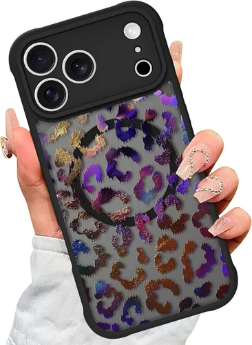 Vista 15 de AIGOMARA - Carcasa magnética para iPhone 11, diseño de leopardo negro