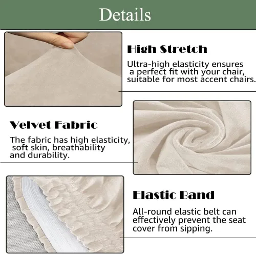 Vista 3 de Funda para silla decorativa sin brazos, de terciopelo elástico, extraíble, lavable, protector moderno de muebles con parte inferior elástica