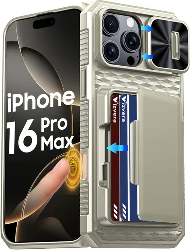 Vista 26 de Vizvera para iPhone 16 Pro Max Funda tipo cartera RFID [Soporte para tarjetas][Control de cámara][Cubierta de cámara] Funda protectora de silicona