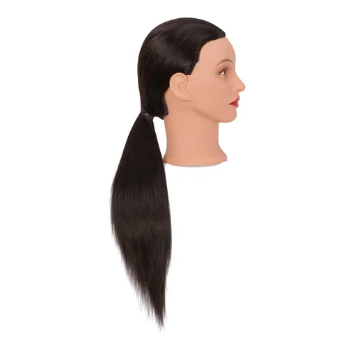Vista 4 de Headfix Maniquí de pelo largo de 26 a 28 pulgadas de fibra sintética para peluquería práctica de peluquería de entrenamiento de cosmetología