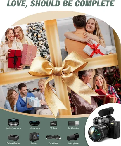 Vista 12 de Cámaras digitales 8K 64MP para fotografía, zoom 16X y micrófono, negro