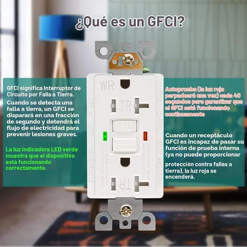 Vista 3 de ANKO - Salida GFCI de 20 amperios, listada UL, indicador LED, receptáculo resistente a manipulaciones y a la intemperie para uso en interiores
