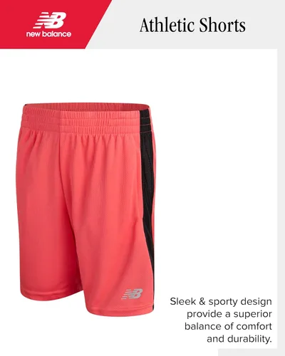 Vista 4 de New Balance Pantalones cortos deportivos para niños, paquete de 2 pantalones cortos de malla de rendimiento que absorben la humedad para correr