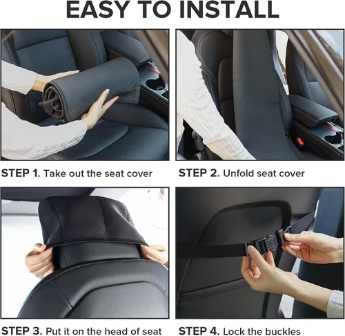 Vista 8 de Fundas de asiento para Tesla Model Y, protector de asiento delantero de automóvil de neopreno impermeable ampliado mejorado para Tesla Model 3 S X