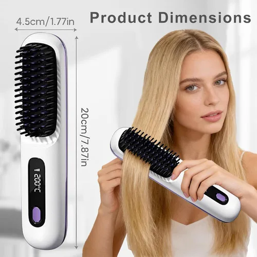 Vista 8 de Go Brush Pro para cabello corto, cepillos alisadores portátiles actualizados 2026, calentamiento rápido de 30 segundos, 3 temperaturas con pantalla