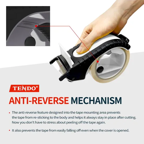 Vista 3 de Dispensador de cinta de envío resistente: TENDO° Premium Line - Dispensador Master Piece de 2 pulgadas reutilizable, reemplazable y ecológico