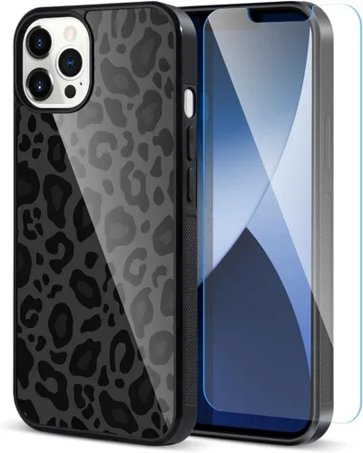 Vista 41 de TEAUGHT Compatible con iPhone 11 Funda con patrón lindo estampado de leopardo negro guepardo + protector de pantalla a prueba de golpes, funda