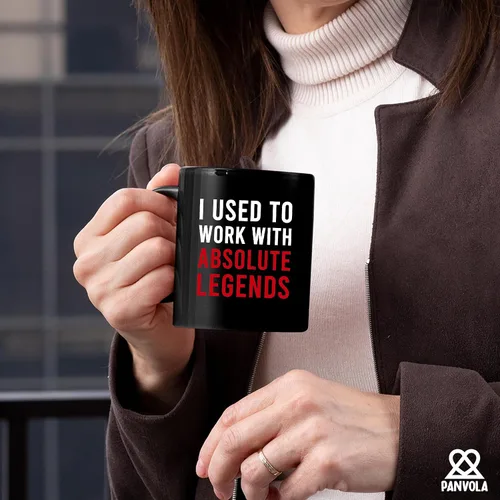Vista 4 de Panvola Taza de café de cerámica con texto en inglés "I Used To Work With Absolute Legend Coworker Gifts Retirement New Job Goodbye Retired Negro