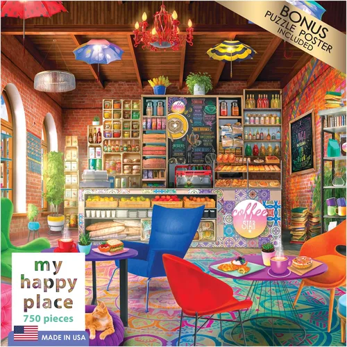 Vista 4 de RoseArt - My Happy Place - Boho Coffeshop - Rompecabezas de 750 piezas para adultos