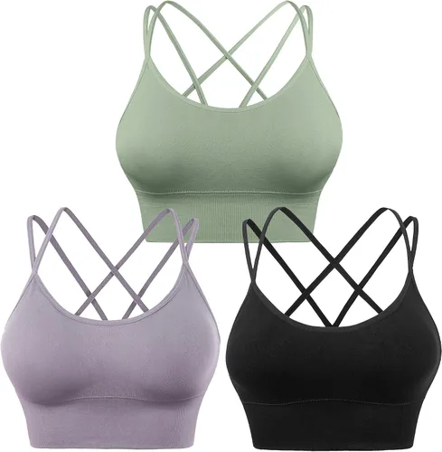 Vista 14 de Sujetadores deportivos con espalda cruzada para mujer, con tirantes