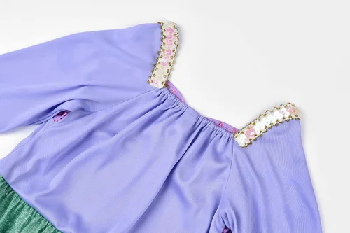 Vista 8 de ReliBeauty Disfraz de sirena con lentejuelas para niñas pequeñas
