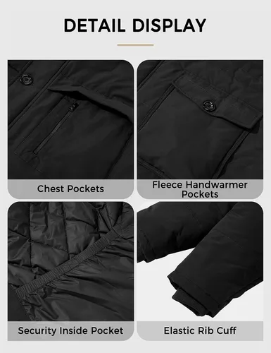 Vista 6 de Soularge Chaqueta tipo parka con capucha pesada y cálida de invierno para hombre