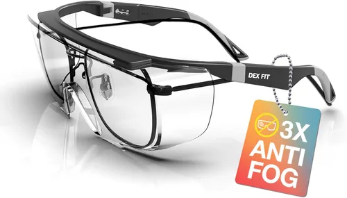 Vista 9 de DEX FIT Safety Glasses SG210 Series - Anti-Fog & Scratch Resistant Z87.1 Certified, Adjustable Temples Azul