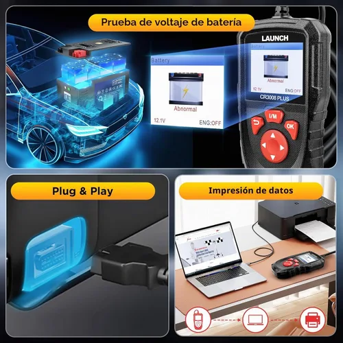 Vista 6 de LAUNCH Escáner Profesional OBD2 Herramienta de Diagnóstico CR3008 Plus, I/M de Una Tecla, Lector de Códigos con Actualización de por Vida, Lector