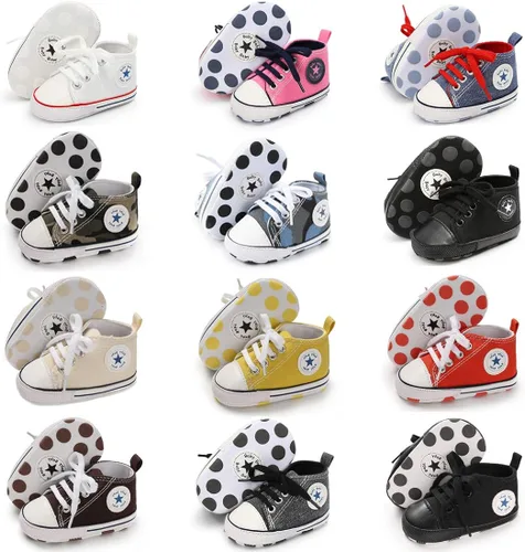 Vista 2 de KIDSUN zapatos deportivos altos hasta el tobillo para bebés niños y niñas con suela antideslizante suaves para recién nacidos zapatos precaminadores
