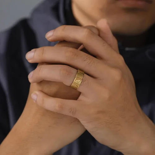 Vista 2 de Valknut - Anillos vikingos para hombres, anillos de runa nórdica, círculos de acero inoxidable, triquetra, nórdico, valknut vikingo, símbolo