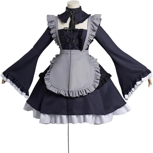 Vista 3 de Kitagawa - Disfraz de sirvienta para cosplay, disfraz de sirvienta para Halloween, conjunto completo