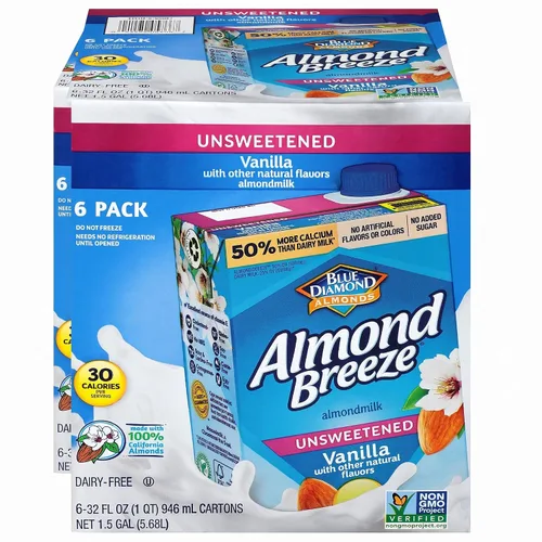 Vista 13 de Almond Breeze Leche de almendras sin lácteos sin azúcar original cajas de 32 onzas, 6