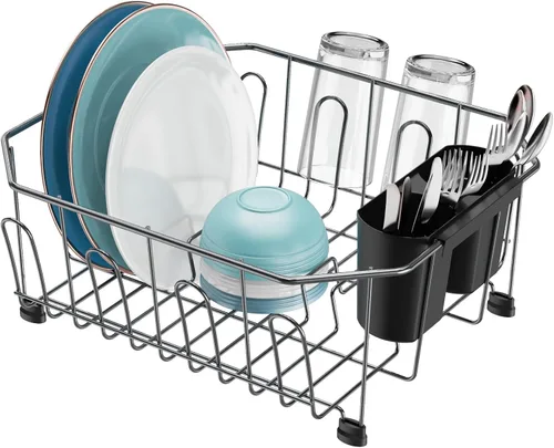 Vista 19 de GSlife Escurridor de platos pequeño en el fregadero, escurridor de platos compacto para fregadero de cocina y apartamento, resistente a