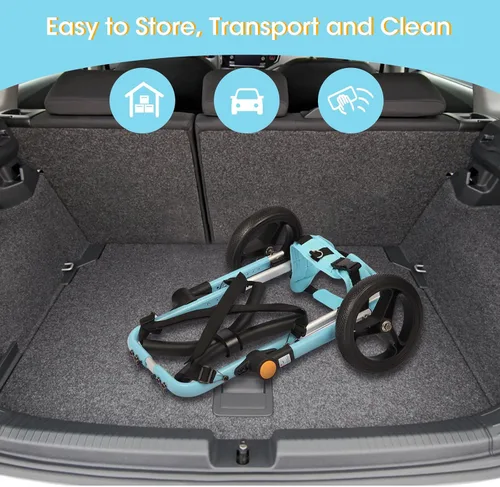 Vista 7 de TailWaggers Silla de ruedas para perros para patas traseras Ayuda de movilidad ajustable Ruedas todo terreno
